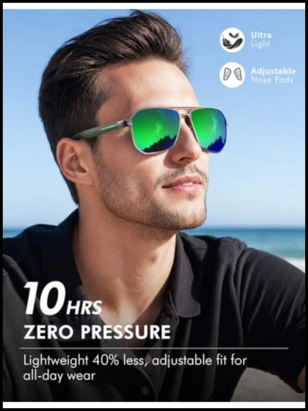 Square Aviator Sunglasses Polarized UV400 Protection Driving Outdoor